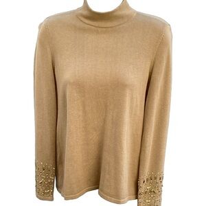 Summer Sale🌼 Chicos bejeweled embellished mock turtleneck sweater zipper back 1P